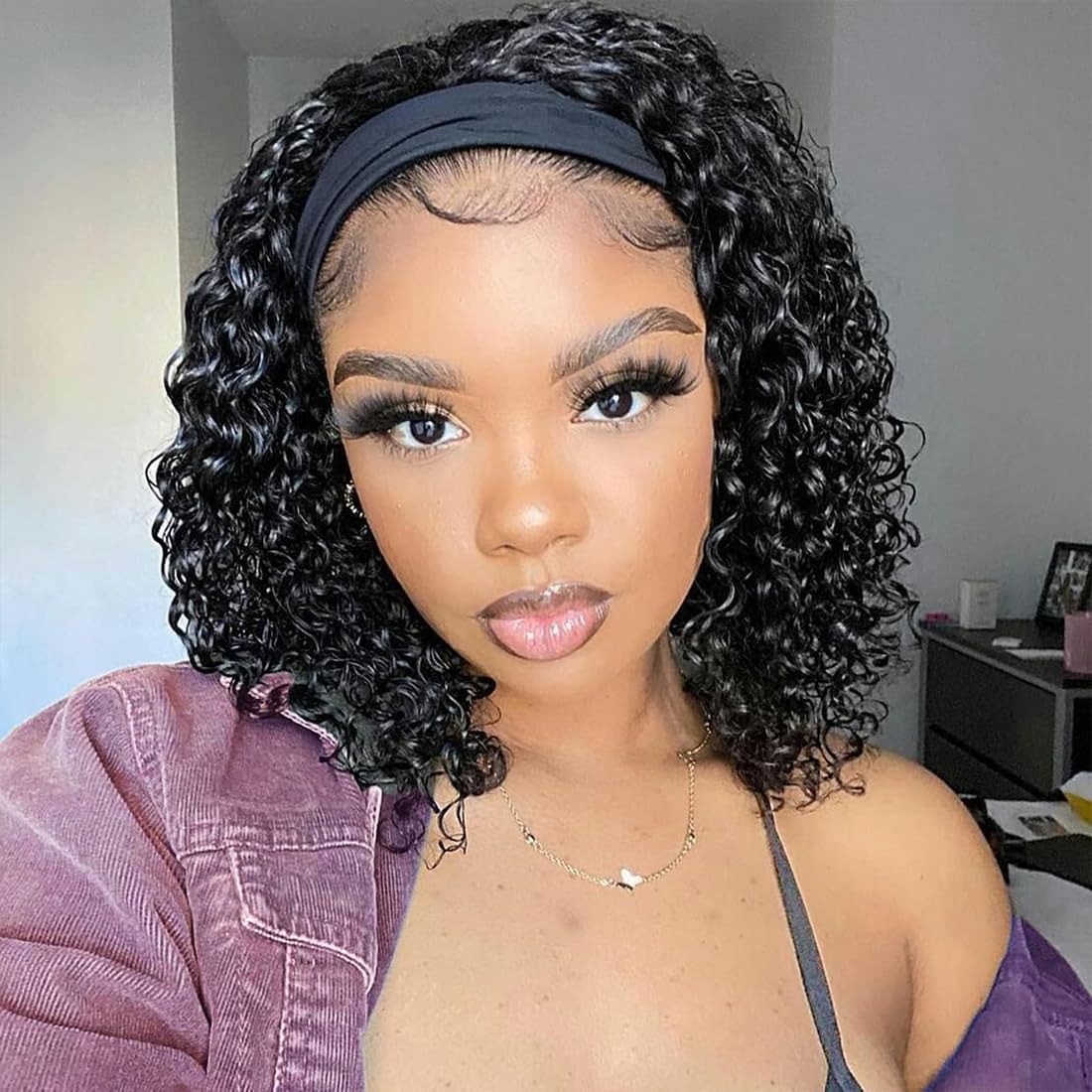 Curly Glueless Brazilian Virgin Hair Wig