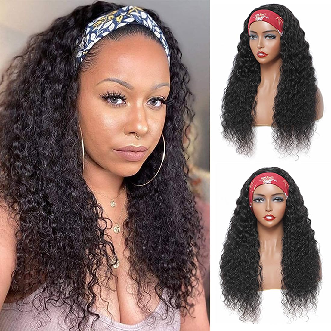 Curly Glueless Brazilian Virgin Hair Wig